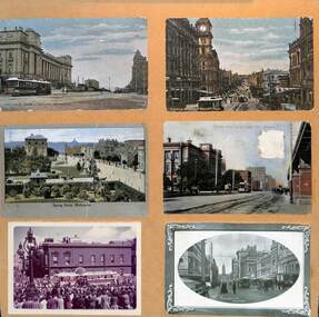 Set of 5 mounted cable tram postcards and one photograph