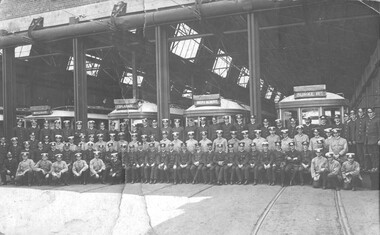 Kew Depot - traffic employees - cropped image from mounting board.