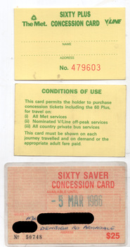 "Sixty Plus Concession Card" - 
