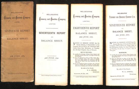 Annual Reports of "Melbourne Tramway and Omnibus Co. Ltd"
