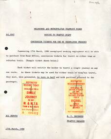 "Concession tickets for use by unemployed persons"