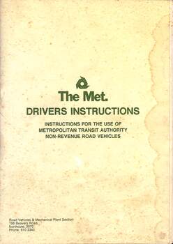 "Drivers Instructions - nonrevenue road vehicles"