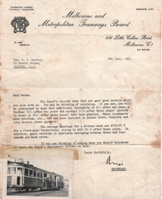 Letter Re conductresses and photo