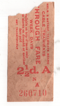 ticket - cable tramways - Through Fare