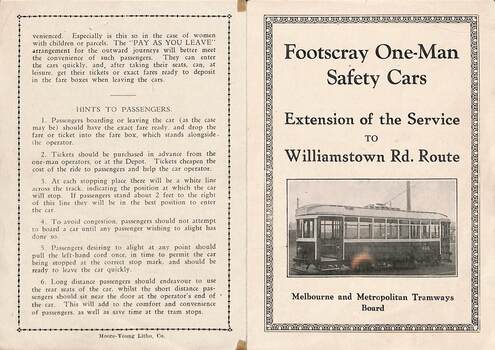 "Extension of the service to the Williamstown Road Route" - p1 of 2