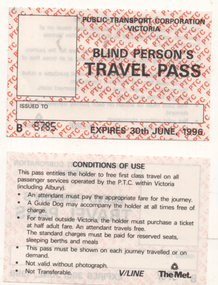 "Blind Person's Travel Pass"