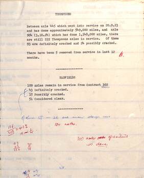 Sheet reporting on cracked  axles