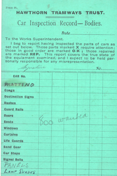 "Car Inspection Record - Bodies"