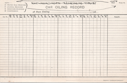 "Car Oiling Record" - side 1