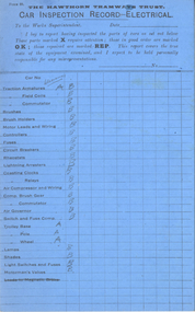 "Car Inspection record - electrical" - card 1 of 3