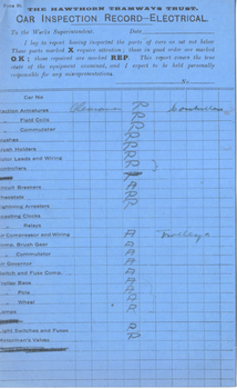 "Car Inspection record - electrical" - card 2 of 3