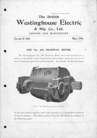 "Circular B1080 - No. 200 Tramway Motor"