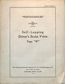 "Westinghouse self-lapping driver's brake valve Type W"