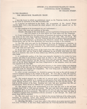 Report on cable tram rail wear