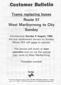 "Trams replacing buses - Route 57" - page 1