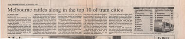 "Melbourne rattles along in the top 10 of tram cities"