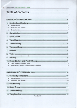 Operations Plan - Track Work Port Junction - Route 96" - part of table of contents.