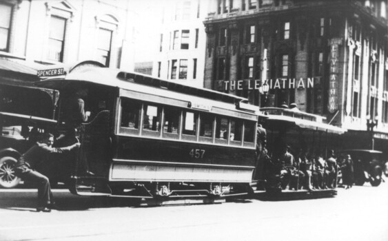 Cable tram 457 Bourke and Swanston St.