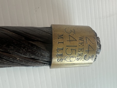 Sample of worn cable tram rope - engraved end 1