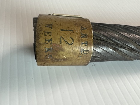 Sample of worn cable tram rope - engraved end 2