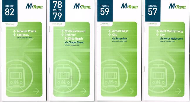 Set of 8 M>Tram timetables - sheet 2