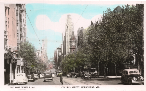 Coloured postcard - Collins St Melbourne