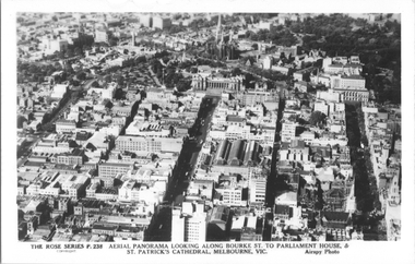 "Aerial Panorama looking along Bourke St."