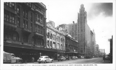 "Swanston Street, showing Manchester Unity Building, Melbourne"