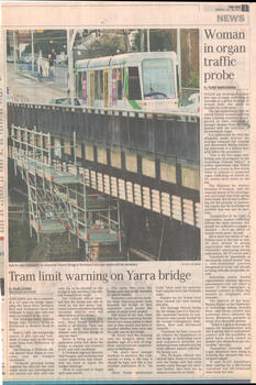 "Tram limit warning on Yarra Bridge"