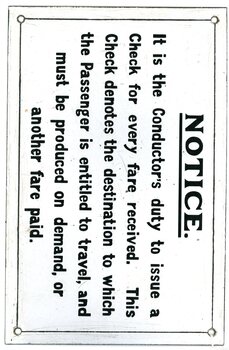 Notice for Tramway fare collection.