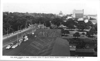 "Looking over St Kilda Road from Flinders St Station, Melb. Vic"