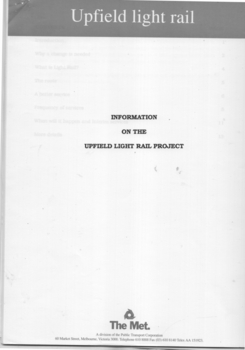 "Information on the Upfield Light Rail Project" - front 