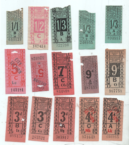 Set of 15 pre-decimal or imperial tram tickets