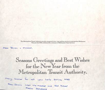 Christmas Card - MTA 1985