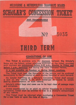 Scholar's Concession Ticket - 3rd term