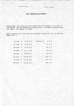 "LRV Braking distances"