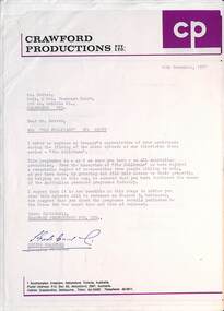 Sample letter from Crawford Productioins re The Sullivans