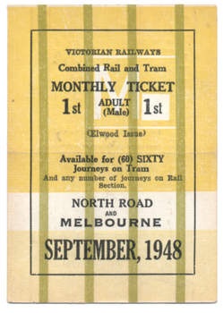 Rail & Tram Monthly ticket - front