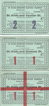 Set of 3 Tram Monthly ticket