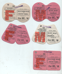 Set of 5 sample - tram - rail quarterly tickets