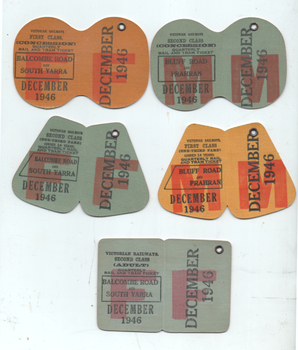 Set of 5 sample - tram - rail quarterly tickets