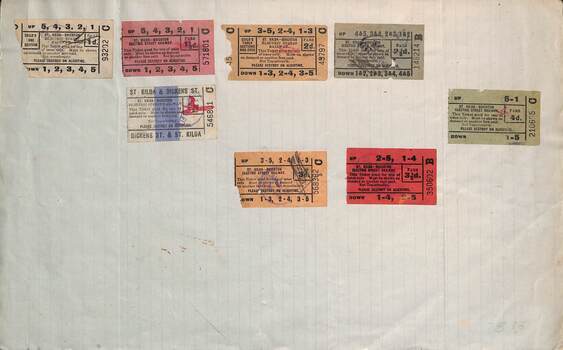 Set of 8 sample - tram - St Kilda Brighton tickets