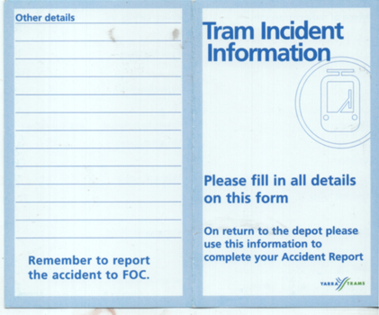 "Tram incident information"