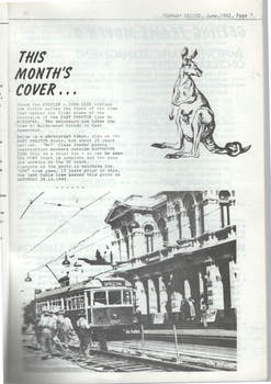 The Tramway Record" - June 1983 cover note 