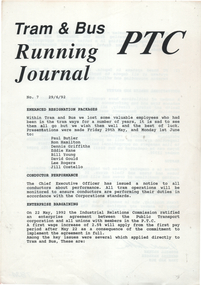 "Tram & Bus Running Journal PTC" - No. 7 - page 1