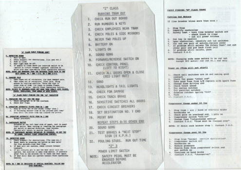 Set of three fault finding sheets