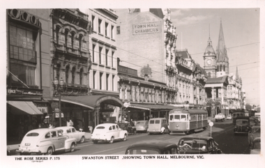 "Swanston Street, showing Town Hall, Melbourne Vic"