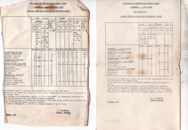 "Running Timetable and Locations of Recording Clocks"