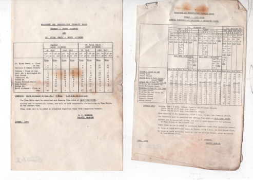 "Running Timetable and Locations of Recording Clocks"