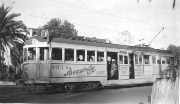 Tram 493 advertising Victory Bonds